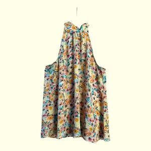 Willow & Root Floral Chiffon Halter Neck Top, Large